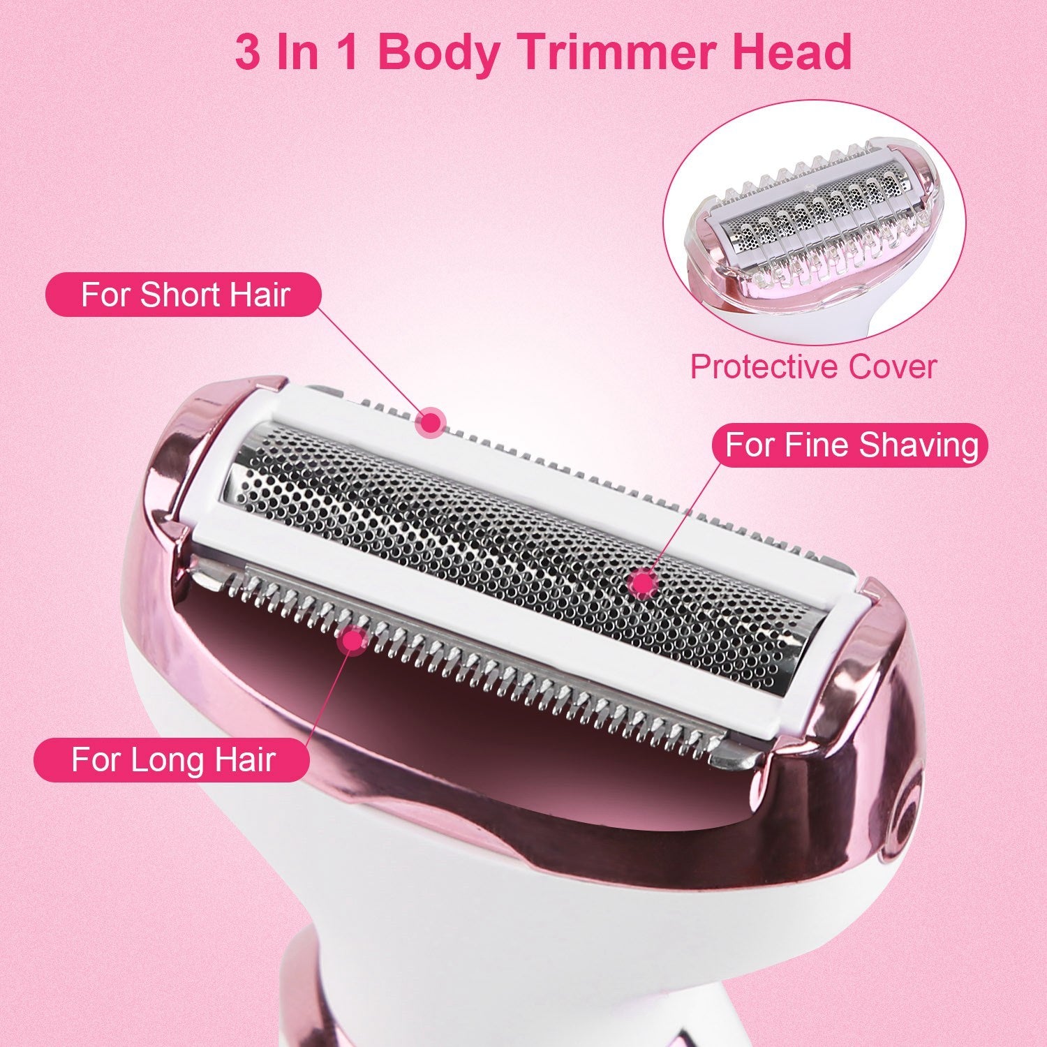 1Pc 4 In 1 Electric Razor For Women Painless Grooming Kit Rechargeable Eyebrow Nose Hair Pubic Hair Bikini Trimmer Face Shaver